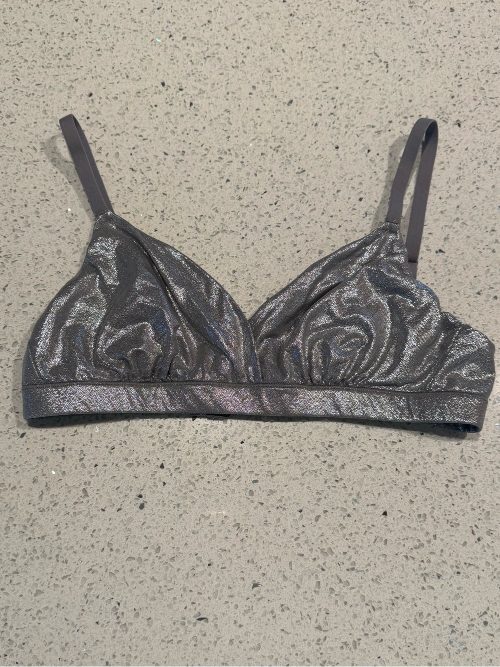 Skims Crossover Bralette Metallic Silver Triangle Limited Edition Small - Picture 3 of 7